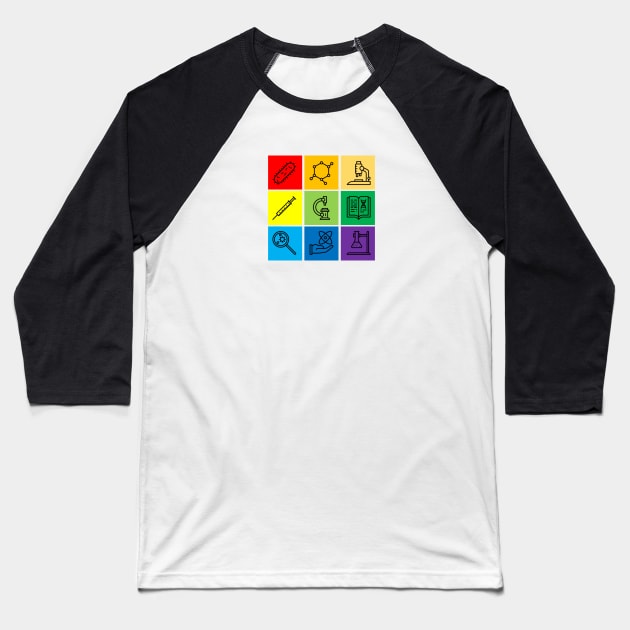 Rainbow Pride Science Icons Baseball T-Shirt by MoPaws